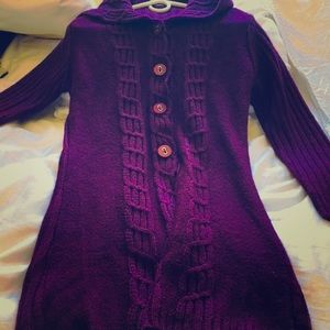 Long purple button cardigan